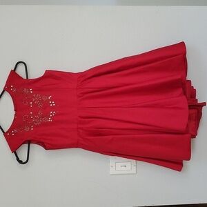 Chasing Fireflies red embroidered holiday party dress